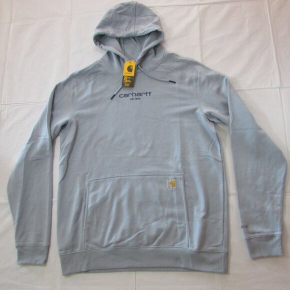 Carhartt Force Men's Relaxed Fit Lightweight Logo Graphic Hoodie Neptune Blue TS - Picture 2 of 3